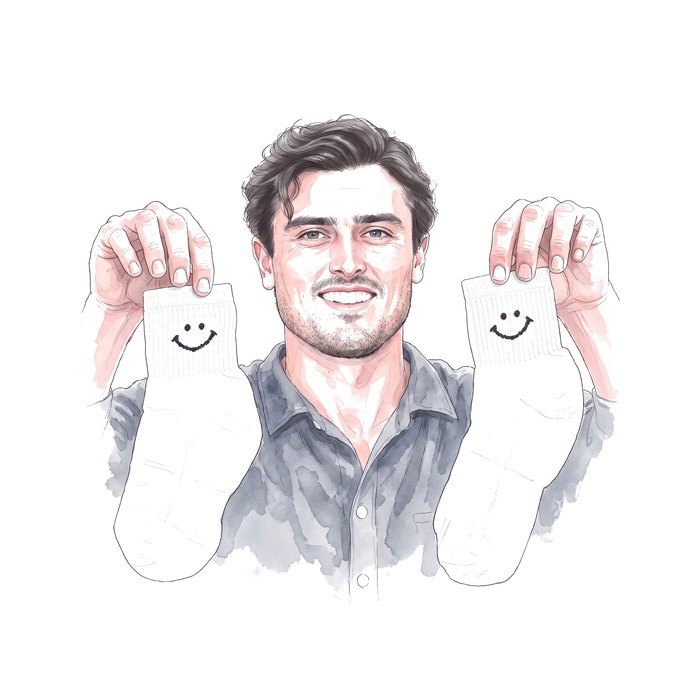 Ink portrait of Zack Brust in the crosshatch constellation style